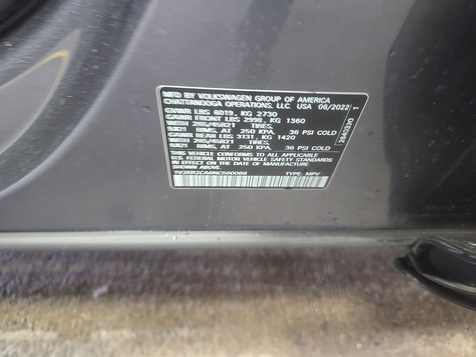 2022 Volkswagen Atlas 3.6L SE AWD